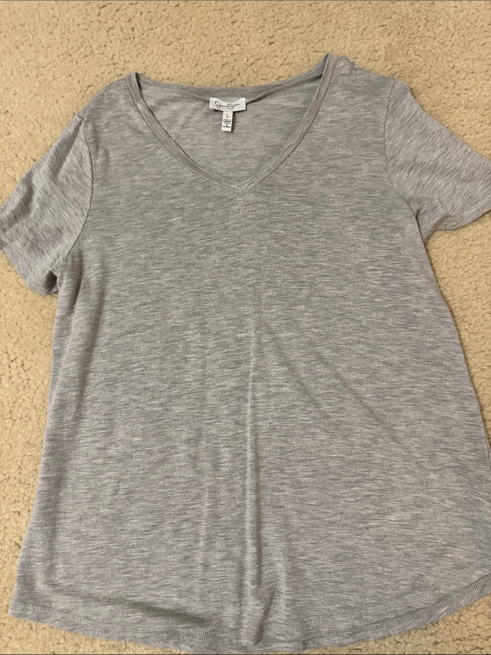 Jessica Simpson Heather Gray V-Neck Short Sleeve Tee